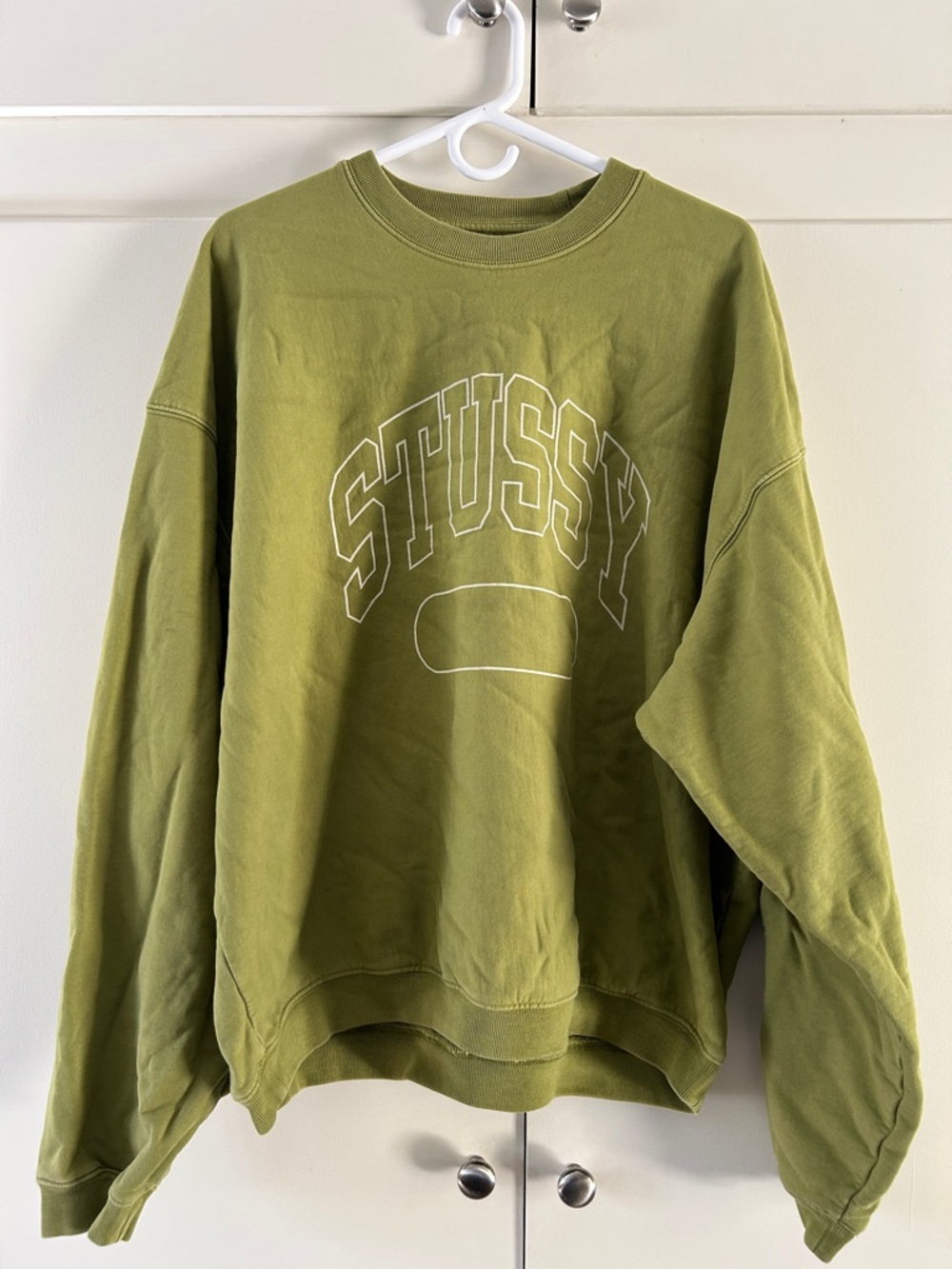 Stussy Olive Green Crewneck with White Logo